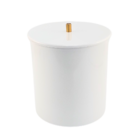 Lixeira Redonda Branca Em Poliéster Com Puxador Gold Matte