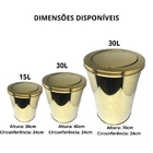 Lixeira Redonda Dourada Em Aço Inox Com Tampa Basculante 30l