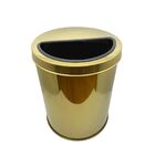 Lixeira Redonda Dourada Em Aco Inox Com Tampa Meia Lua 15l Fi