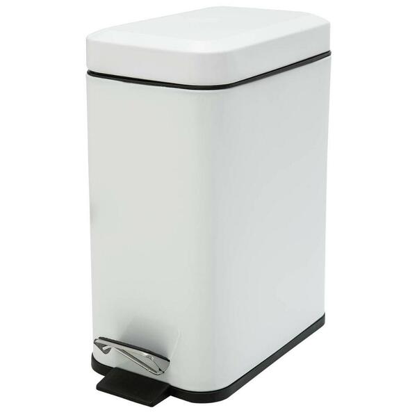 Lixeira Retangular 5 Litros Ferro Branca Slim Kala