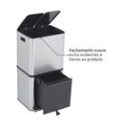 Lixeira Seletiva 50L Metal Inox Pedal Prata Delinia
