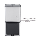 Lixeira Seletiva 50L Metal Inox Pedal Prata Delinia