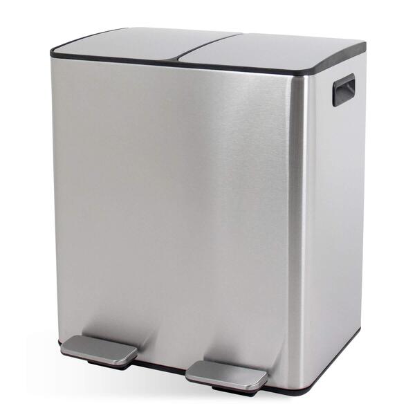 Lixeira Seletiva Dupla Inox Office Healer Premium 2 Divisórias De