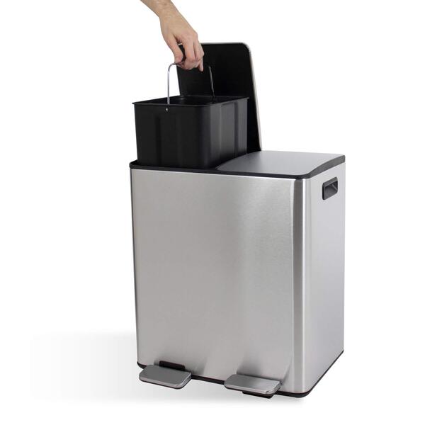 Lixeira Seletiva Dupla Inox Office Healer Premium 2 Divisórias De