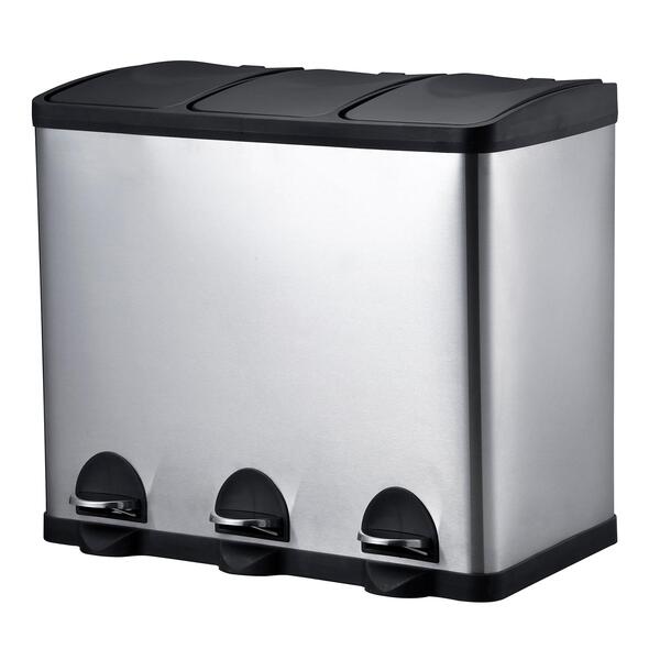 Lixeira Seletiva Tripla Inox Office Healer Senior 3 Divisória