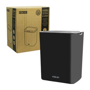 Lixeira Sensor Automática Banheiro Cozinha Preta Lixo Inteligente Kokay ...
