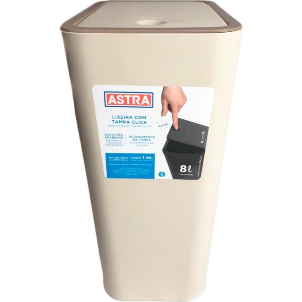 Lixeira Tampa Click 8l - Argila E Terracota - Astra