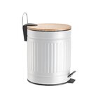 Lixeira Tampa De Bambu E Pedal Com Amortecedor Fluted - Branc