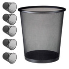 Lixeira Telada Redonda De Aço De Lixo Preta Escritorio Kit 6