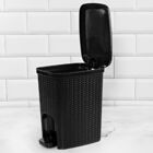 Lixeira Trama Com Abertura De Pedal Para Banheiro Preta 7 Lit