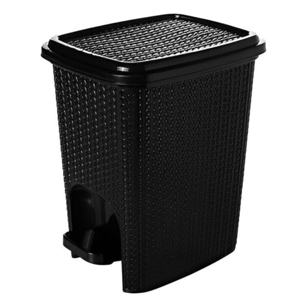 Lixeira Trama Com Abertura De Pedal Para Banheiro Preta 7 Lit