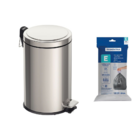 Lixeira Tramontina Brasil Com Pedal 12l Redonda Inox + Saco D