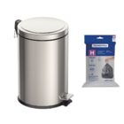 Lixeira Tramontina Brasil Com Pedal 20l Redonda Inox + Saco D