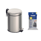 Lixeira Tramontina Brasil Com Pedal 5l Redonda Inox + Saco De