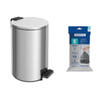 Lixeira Tramontina Loop Com Pedal 12l Redonda Inox Polido + S