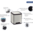 Lixeira Tramontina Octos Com Pedal 10l Quadrada Scotch Brite