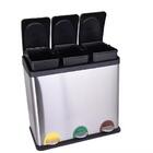 Lixeira Tripla Inox Pedal Grande 24 Litros Coleta Seletiva Ce