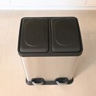 Lixeira Twins Inox 2 Compartimentos Com Amortecedor 30 Litros