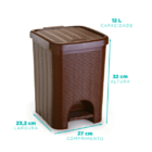 Lixeira Vime 12lts Marrom Nitron