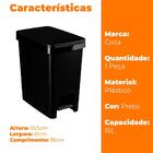 Lixeiras Para Banheiro Cozinha Single 2 Peças Preto - Coza