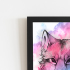 Lobo Animais Aquarela Arte Quadro Moldura Preta 60x40cm