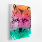 Lobo Animais Arte Aquarela Colorido Quadro Canvas 60x40cm