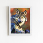 Lobo Animais Fotografia Arte Quadro Moldura Branca 60x40cm