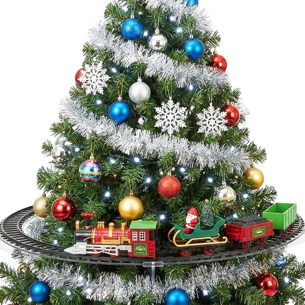 Locomotiva Trem Árvore Natal Trilho Elétrico Musical De 75cm