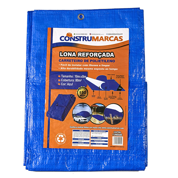 Lona Carreteiro Azul 150 Micra    10x8m - Construmarcas