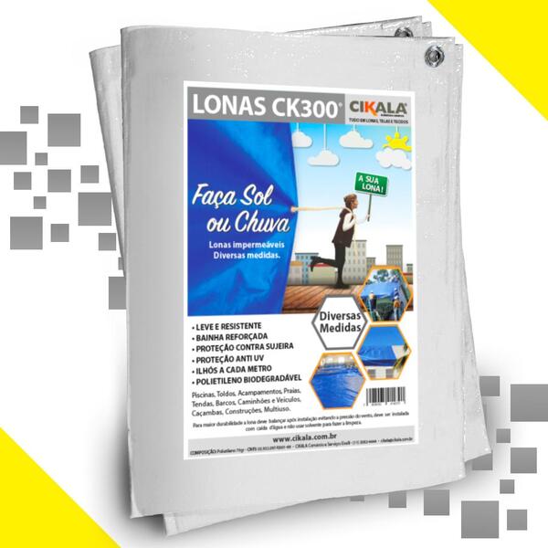 Lona Ck300 Branca 5x3 Metros Em Polietileno Com Ilhós A Cada