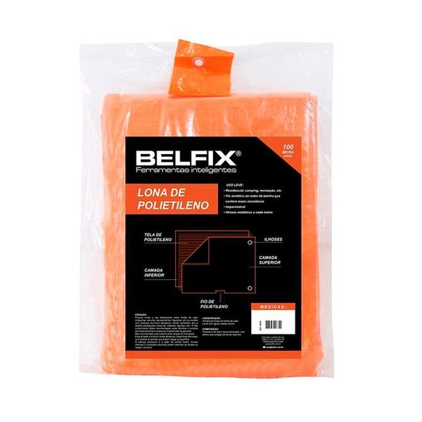 Lona Encerada Belfix Polietileno Impermeável 8x6 Metros Laran