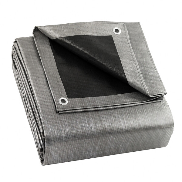 Lona Impermeável Com Ilhós Preta/prata 6x2,5m 310 Micras