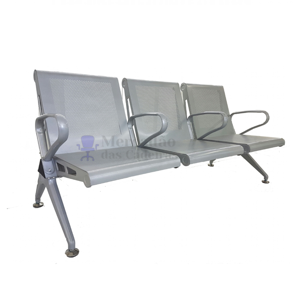 Longarina 3 Lugares Cinza Mk-303a - Makkon