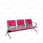 Longarina 3 Lugares Cromada Com Estofado Rosa (7739) B-203a -