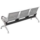 Longarina 3 Lugares Montreal Aço Cromado Com Braços Externos