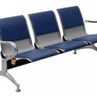 Longarina Aeroporto 3 Lugares Com Estofado Azul