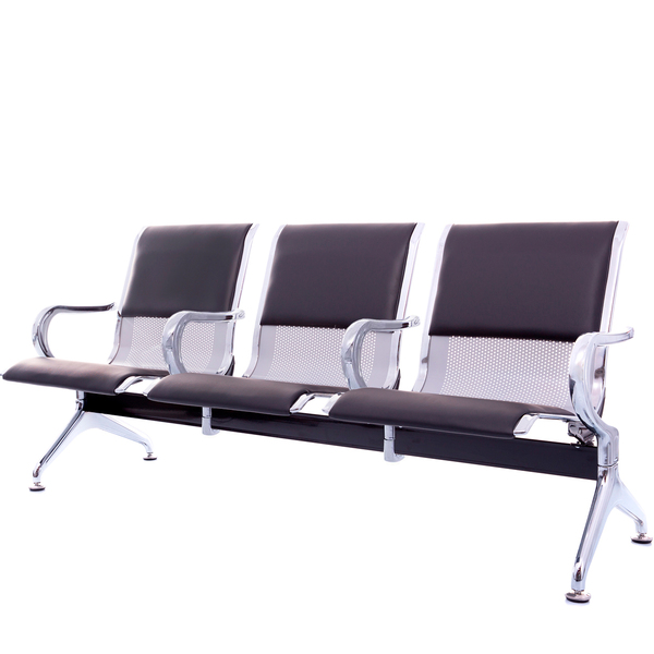 Longarina Cromada 3 Lugares Variação:cromada Com Estofado E B