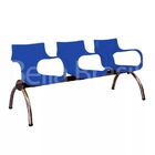 Longarina Daniela 3 Lugares Base Cromada - Azul