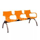 Longarina Daniela 3 Lugares Base Cromada - Laranja