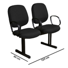 Longarina Diretor Lisa 02 Lugares   Cor Preta