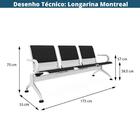 Longarina Estofada 3 Lugares Montreal Ordesign 173cm(larg) Pu