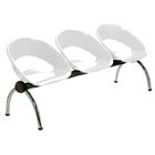 Longarina Happy 3 Lugares Base Cromada - Branca