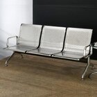 Longarina Inox 3 Lugares Com Braço Esterno Prata