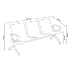 Longarina Inox 3 Lugares Com Braço Esterno Prata
