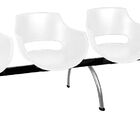 Longarina Kiss 4 Lugares Base Cromada - Branca