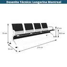 Longarina Montreal 4 Lugares - Cinza