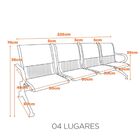 Longarina Montreal 4 Lugares - Cinza