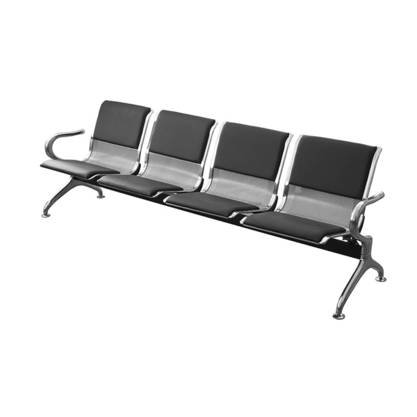 Longarina Montreal 4 Lugares Com Almofada - Cinza