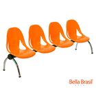 Longarina Zelda 4 Lugares Cromada - Laranja