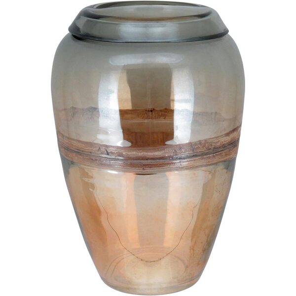 Lou Vaso Decorativo Enfeite 35x16x16cm Vidro Cinza Lustrado